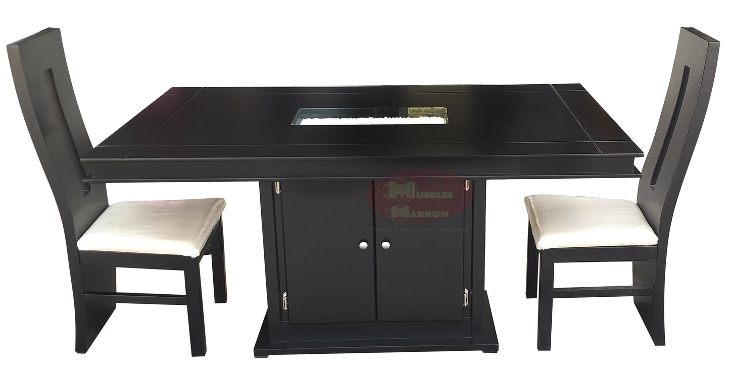 Comedor para 6 personas Mod. Edén | Con arenero en cubierta y alacena en pedestal