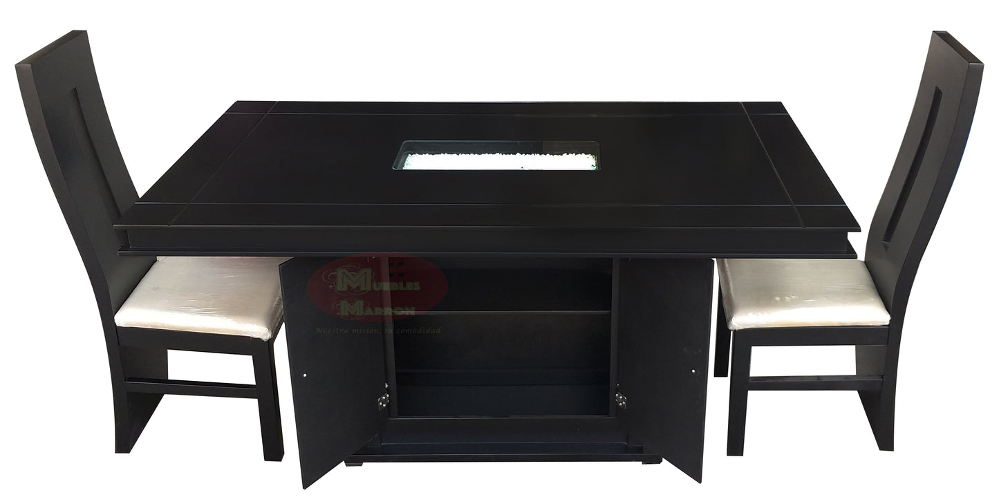 Comedor para 6 personas Mod. Edén | Con arenero en cubierta y alacena en pedestal