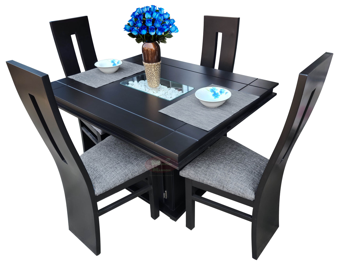 Comedor para 4 personas Mod. Edén | Con arenero en cubierta y alacena en pedestal