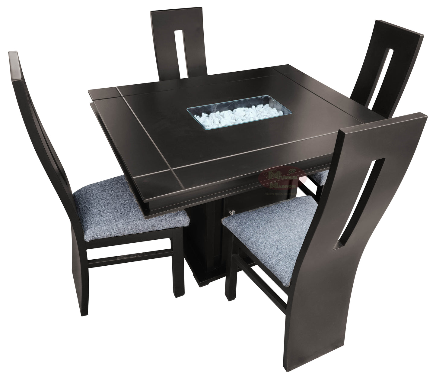 Comedor para 4 personas Mod. Edén | Con arenero en cubierta y alacena en pedestal