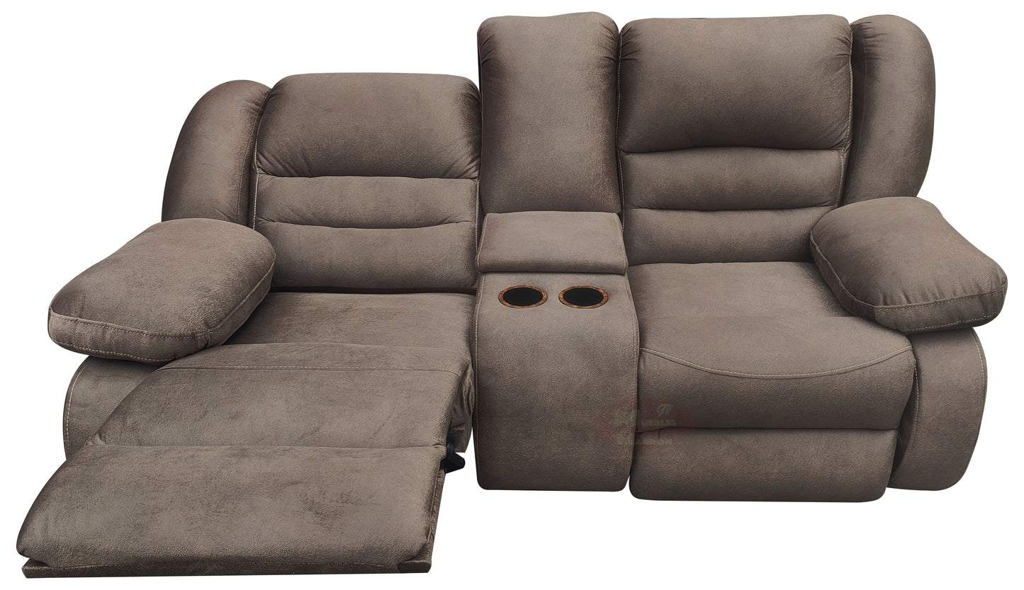 Loveseat Tipo Cine En Casa Con 2 Reclinables y Portavasos Mod. Hermes