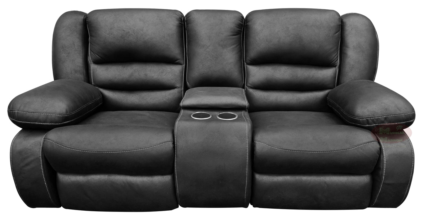 Loveseat Tipo Cine En Casa Con 2 Reclinables y Portavasos Mod. Hermes