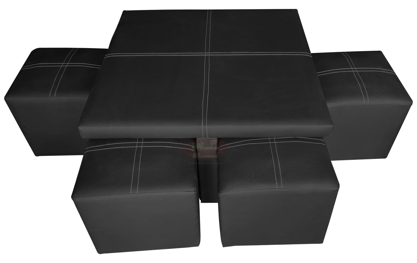 Mesa de Centro Tapizada Cuadrada con Cuatro Taburetes Mod. Kaos