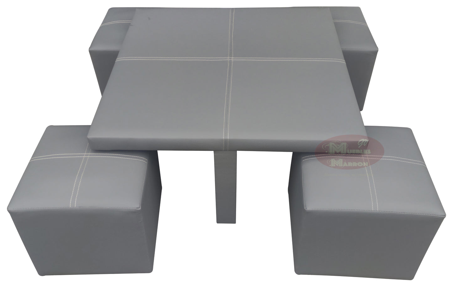 Mesa de Centro Tapizada Cuadrada con Cuatro Taburetes Mod. Kaos
