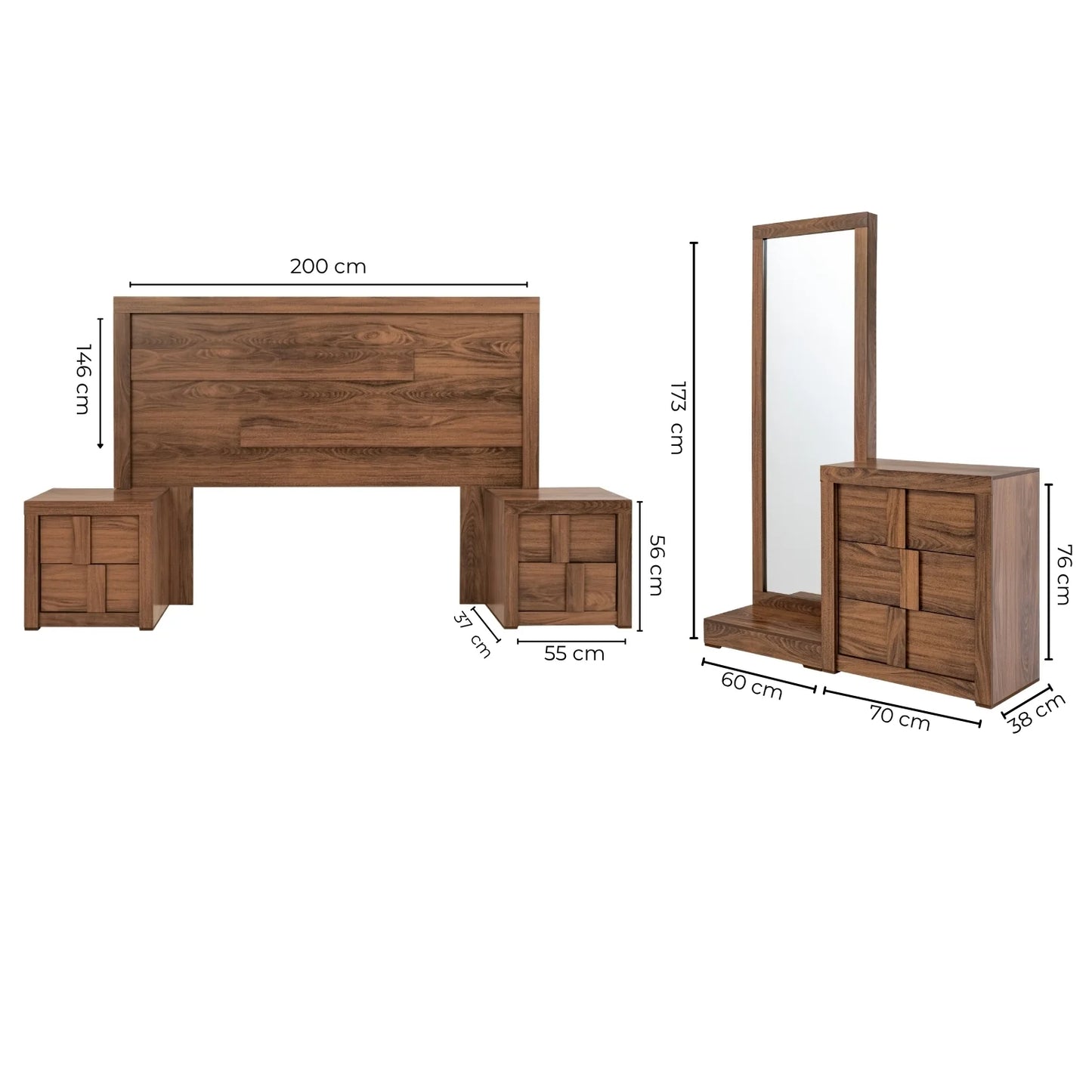 Recamara King Size Mod. Jazz, 5 Piezas Color Roble