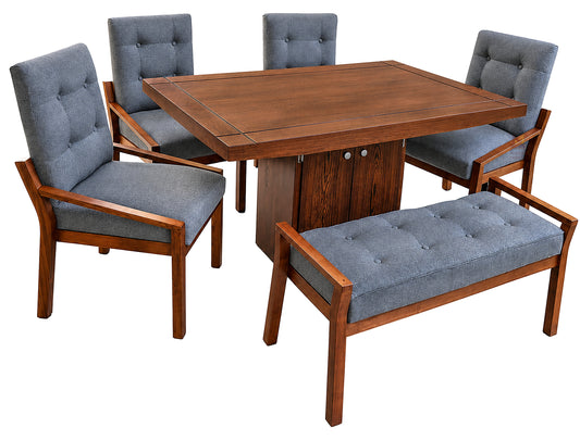 Comedor Para 6 Personas Con 4 Sillas Y 1 Banca Mod. Delhi