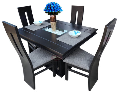 Comedor para 4 personas Mod. Edén | Con arenero en cubierta y alacena en pedestal