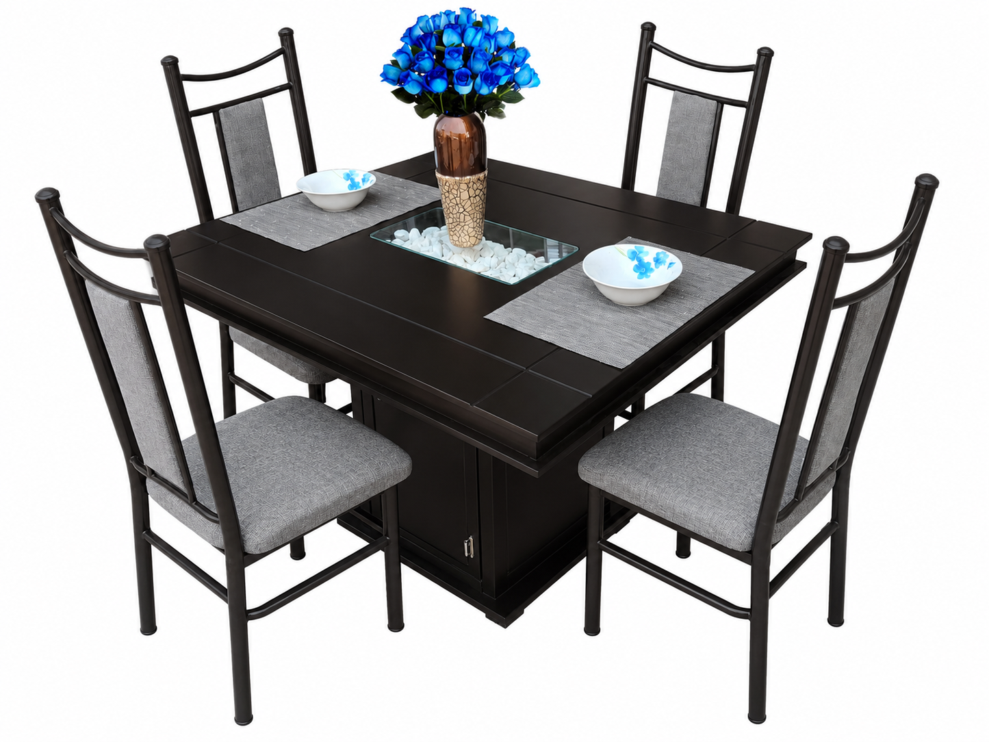Comedor para 4 personas Mod. Edén con SIlla Venecia | Con arenero en cubierta y alacena en pedestal