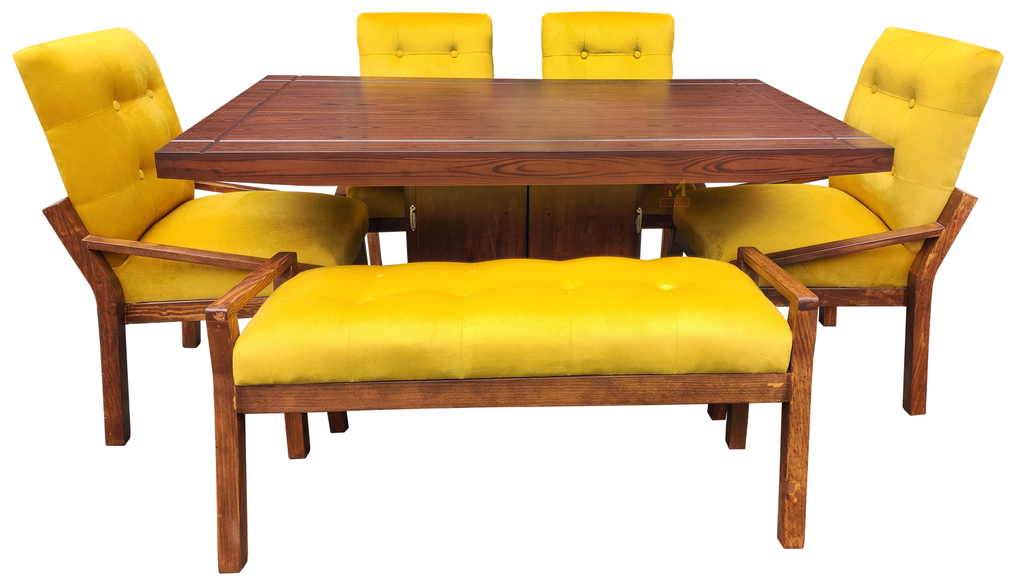 Comedor Para 6 Personas Con 4 Sillas Y 1 Banca Mod. Delhi