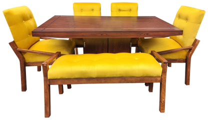 Comedor Para 6 Personas Con 4 Sillas Y 1 Banca Mod. Delhi
