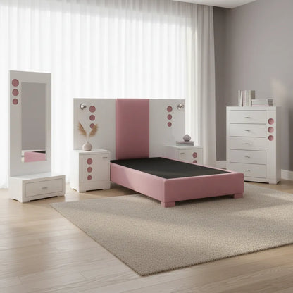 ¡Única Pieza! Recámara con Iluminación Mod. Smart Blanca, Incluye Base Matrimonial