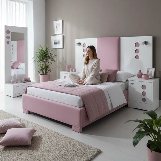 ¡Única Pieza! Recámara con Iluminación Mod. Smart Blanca, Incluye Base Matrimonial