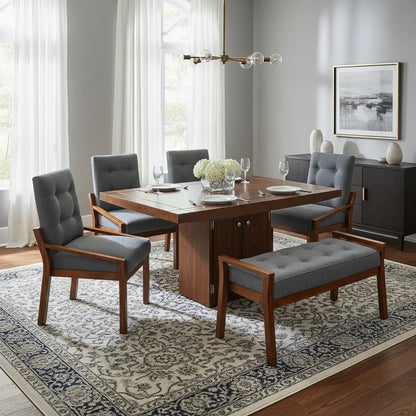 Comedor Para 6 Personas Con 4 Sillas Y 1 Banca Mod. Delhi