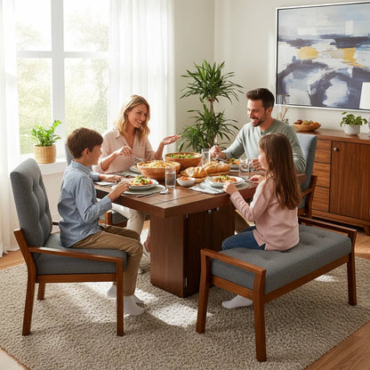 Comedor Para 6 Personas Con 4 Sillas Y 1 Banca Mod. Delhi