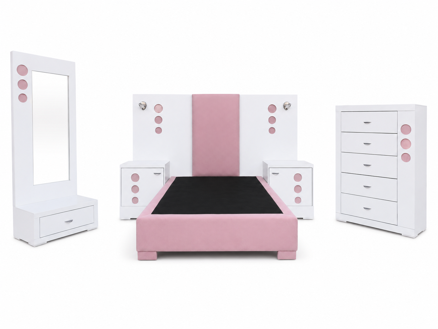¡Única Pieza! Recámara con Iluminación Mod. Smart Blanca, Incluye Base Matrimonial