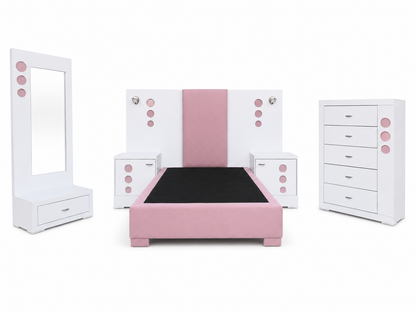 ¡Única Pieza! Recámara con Iluminación Mod. Smart Blanca, Incluye Base Matrimonial