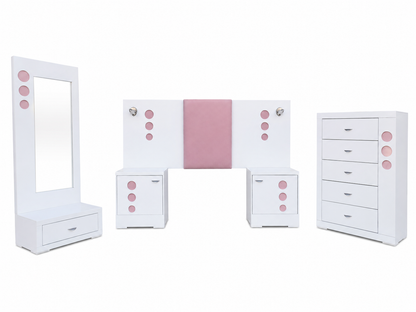 ¡Única Pieza! Recámara con Iluminación Mod. Smart Blanca, Incluye Base Matrimonial