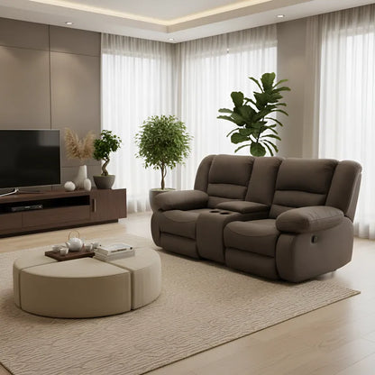 Loveseat Tipo Cine En Casa Con 2 Reclinables y Portavasos Mod. Hermes