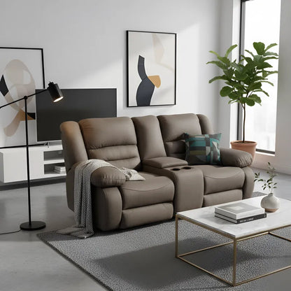 Loveseat Tipo Cine En Casa Con 2 Reclinables y Portavasos Mod. Hermes