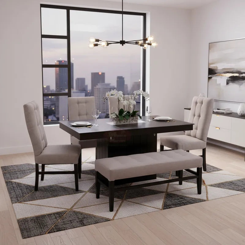 Comedor para 6 Personas con 4 Sillas y 1 Banca, Mod. Montreal