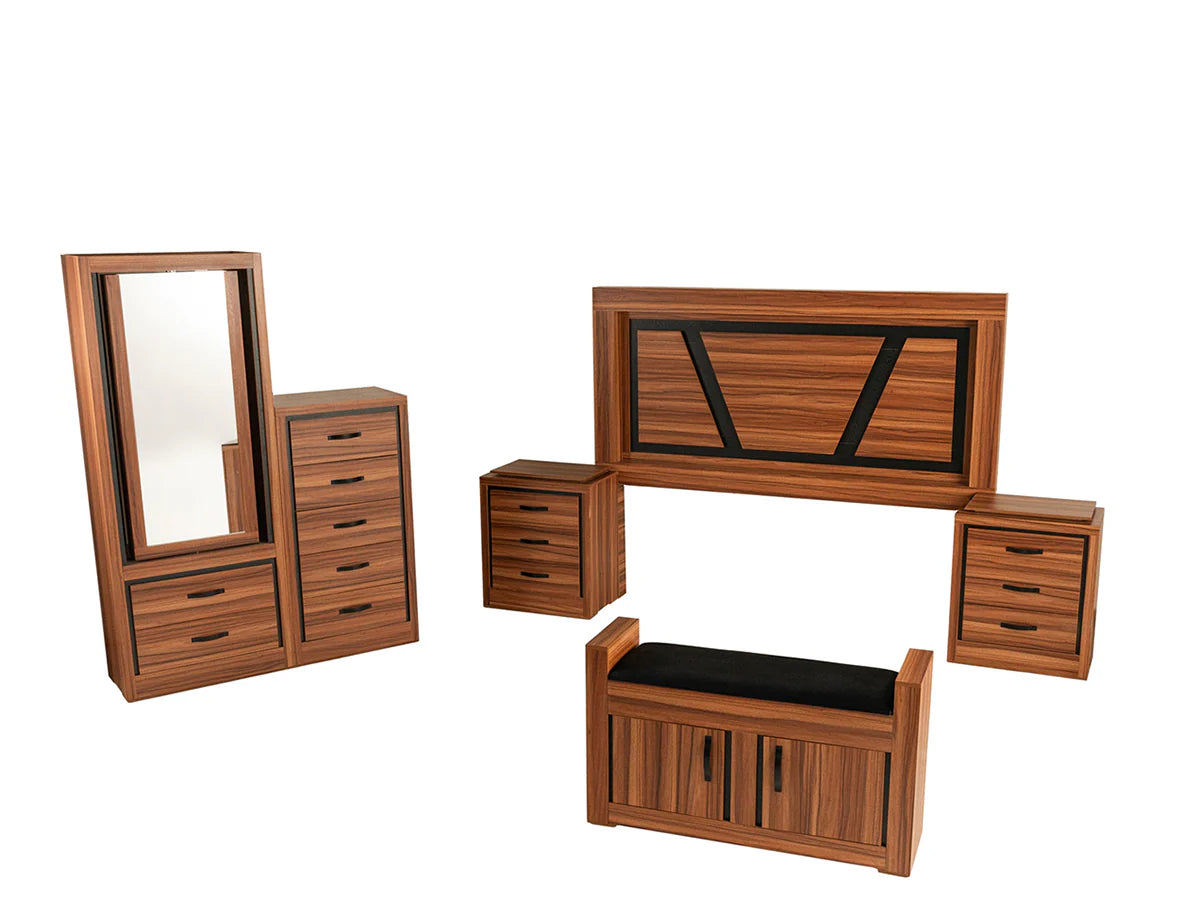 Recamara King Size De 6 Piezas Mod. Floetta Color Nogal