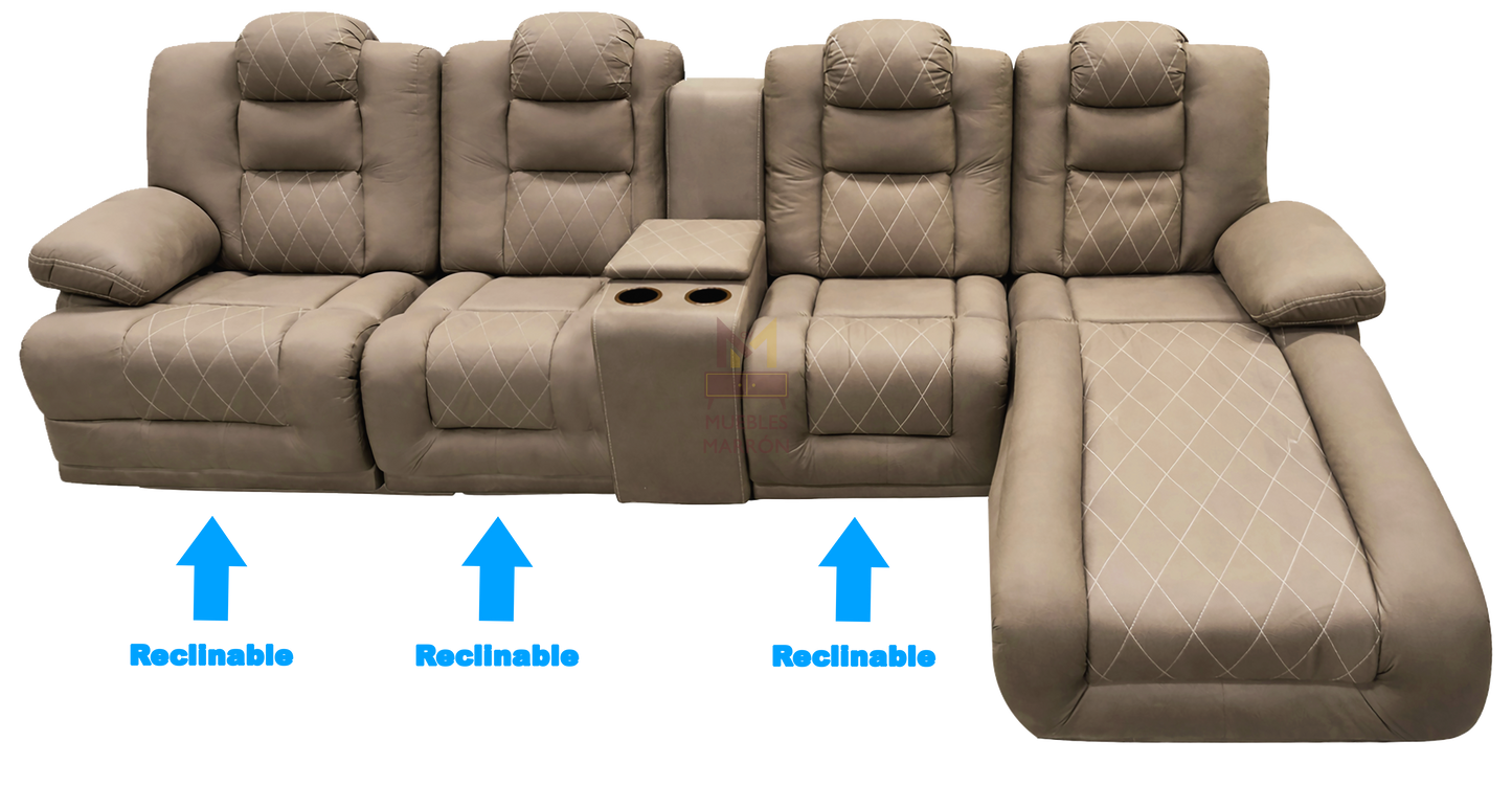Sala Modular Con Reclinable Y Portavasos Mod. Hermes Mini (Marruecos Mini)