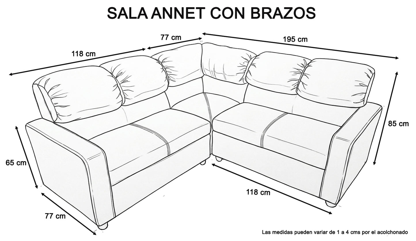 Sala Esquinera en 3 Piezas Mod. Annet