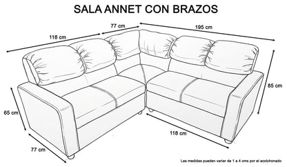 Sala Esquinera en 3 Piezas Mod. Annet