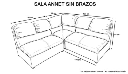 Sala Esquinera en 3 Piezas Mod. Annet