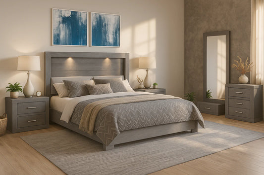 Recamara King Size Mod. Valentina, 5 Piezas Color Gris