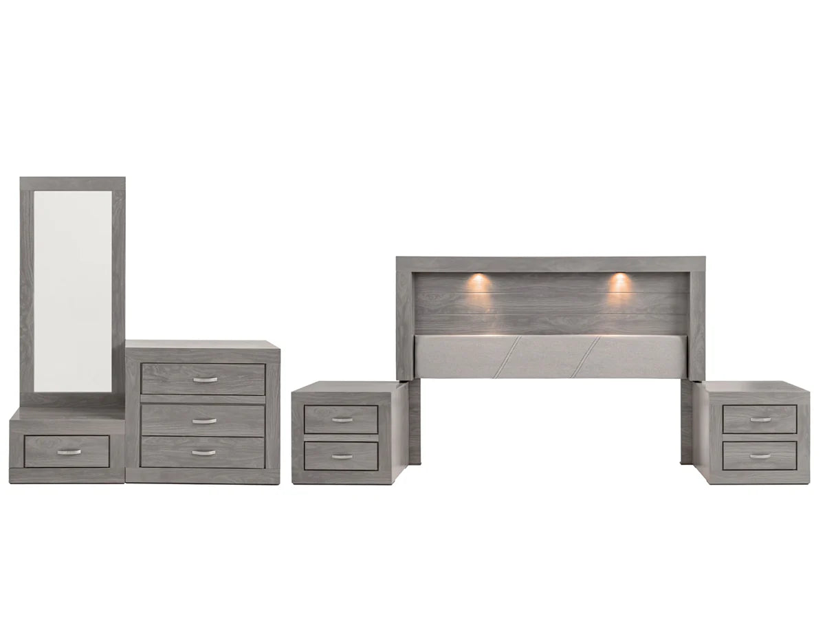 Recamara King Size Mod. Valentina, 5 Piezas Color Gris