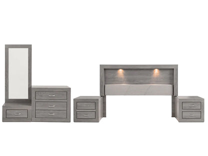 Recamara King Size Mod. Valentina, 5 Piezas Color Gris