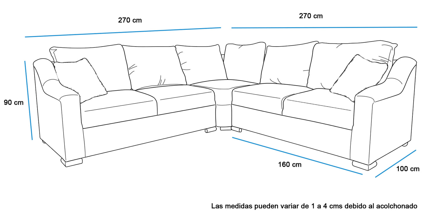Sala Esquinera Mod. Selene, Incluye 6 Cojines