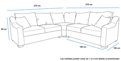 Sala Esquinera Mod. Selene, Incluye 6 Cojines
