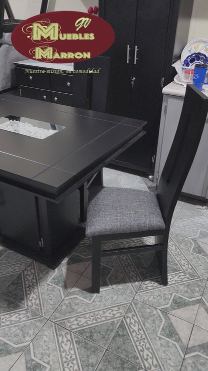 Comedor para 4 personas Mod. Edén | Con arenero en cubierta y alacena en pedestal